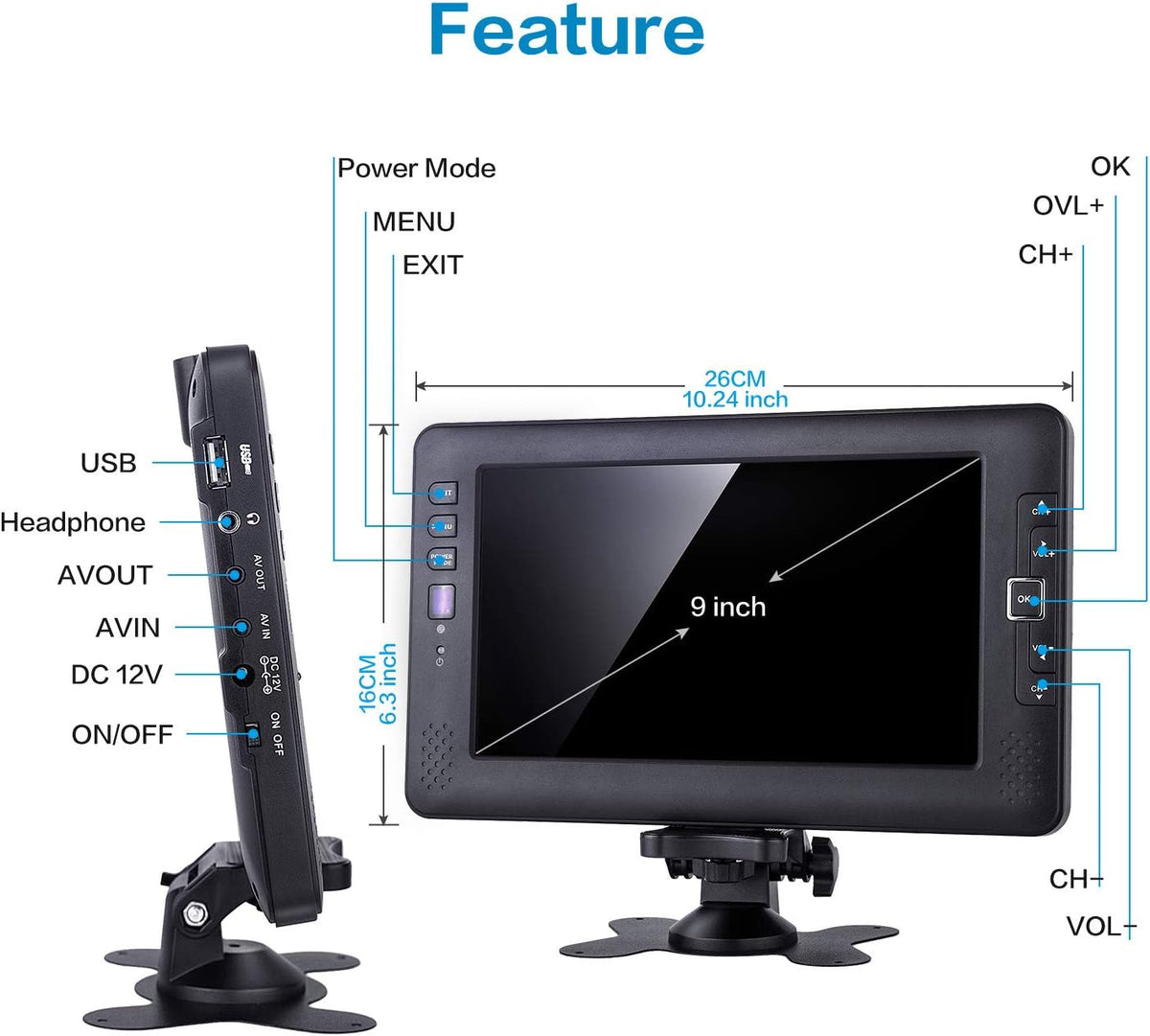 9 inch Portable Digital TV with Antenna R139