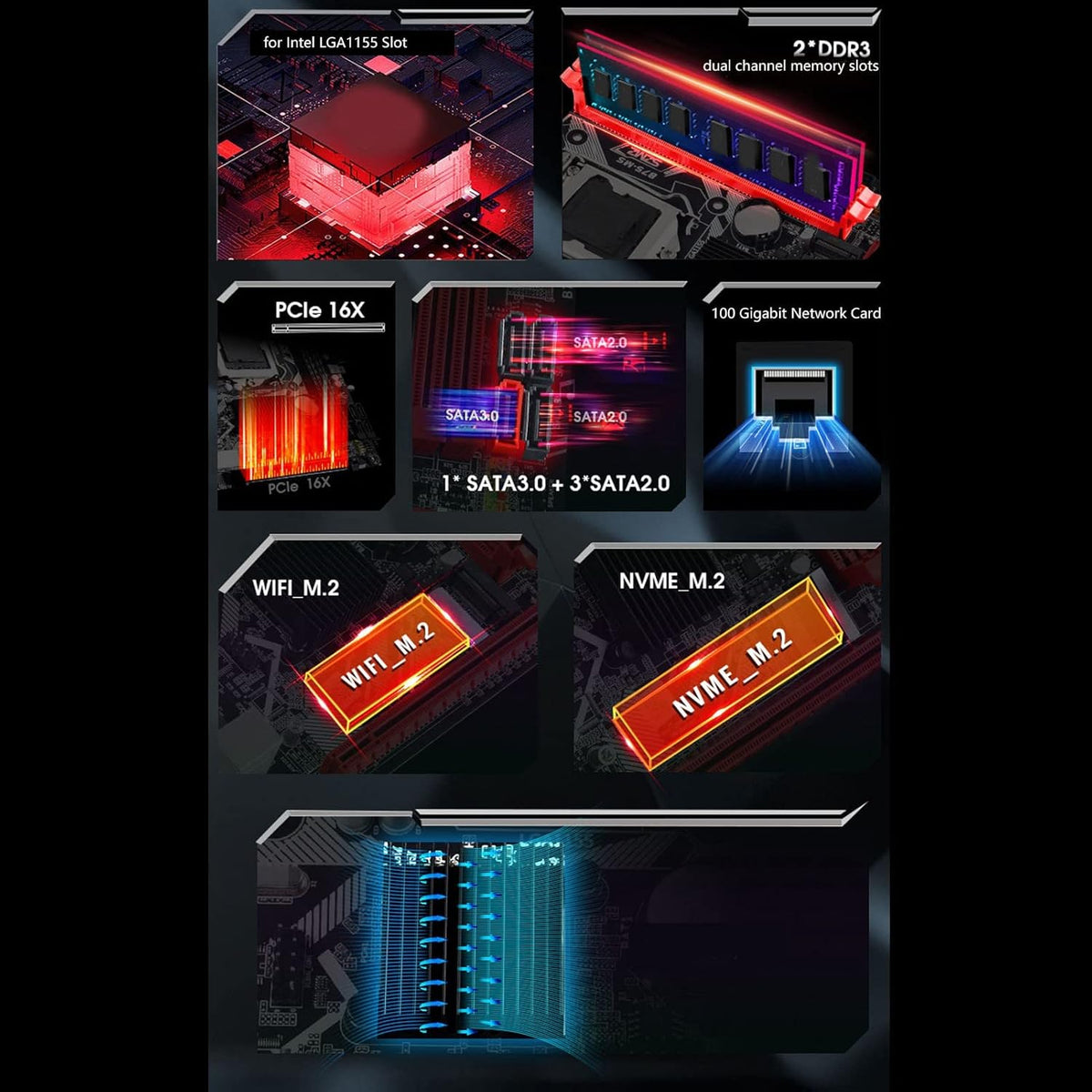 MS Gaming Motherboard, DDR3 Mini ATX, PCI E 16X, Dual USB 3.0, NVME M.2, WiFi M.2 K752