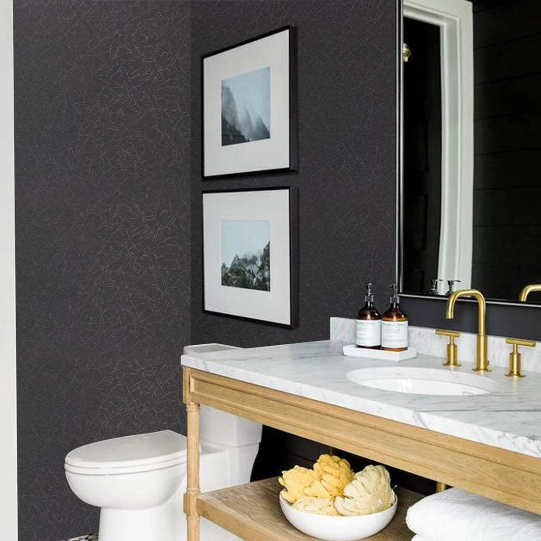Black Peel and Stick Silk Wallpaper L801
