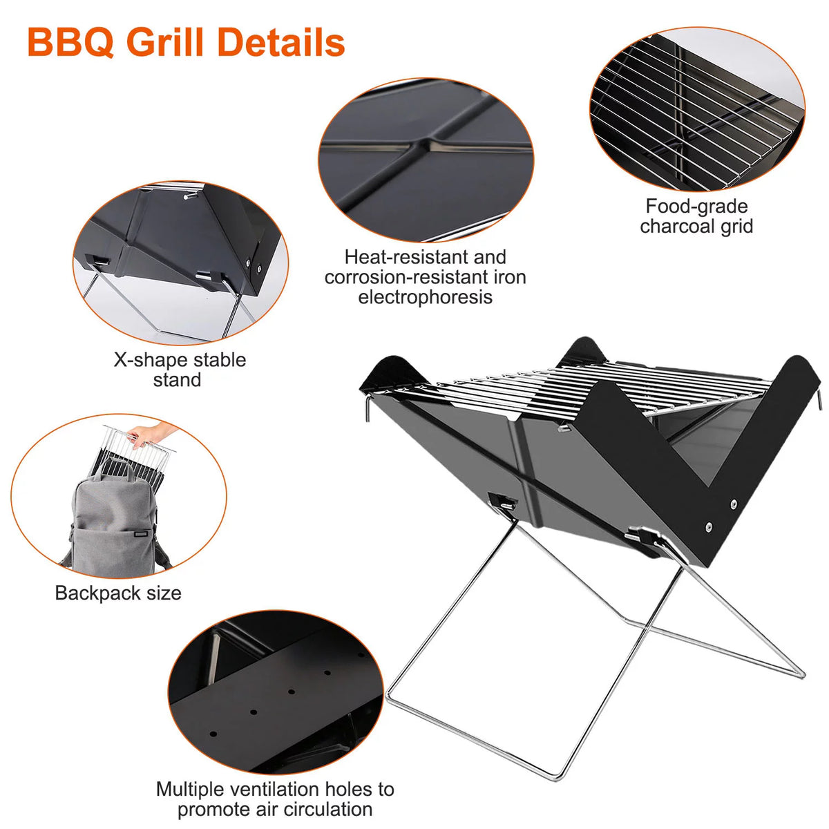 Foldable Mini Stainless Steel BBQ Grill E525