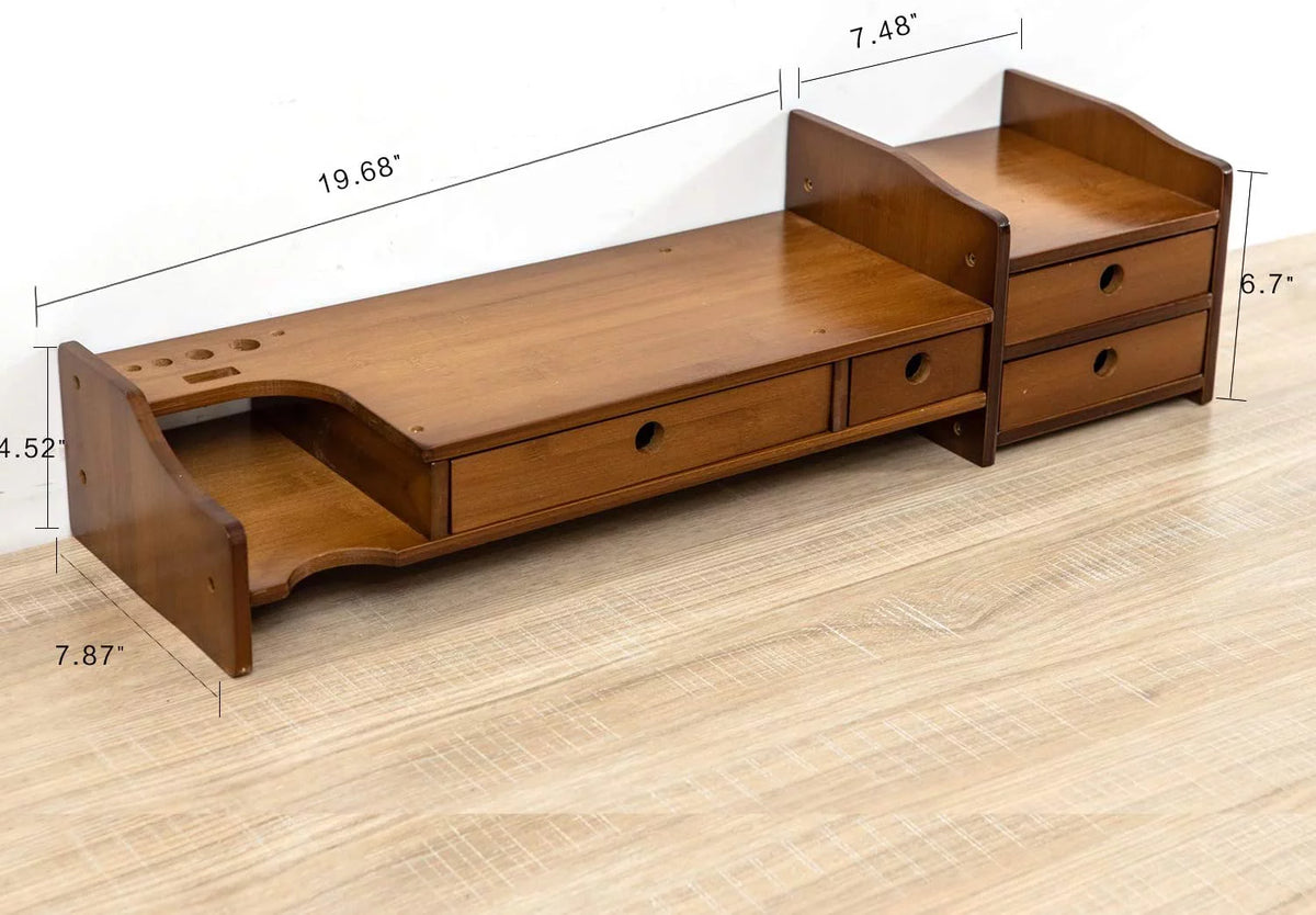 2 Tier Bamboo Monitor Stand Riser with 4 Drawers M914895