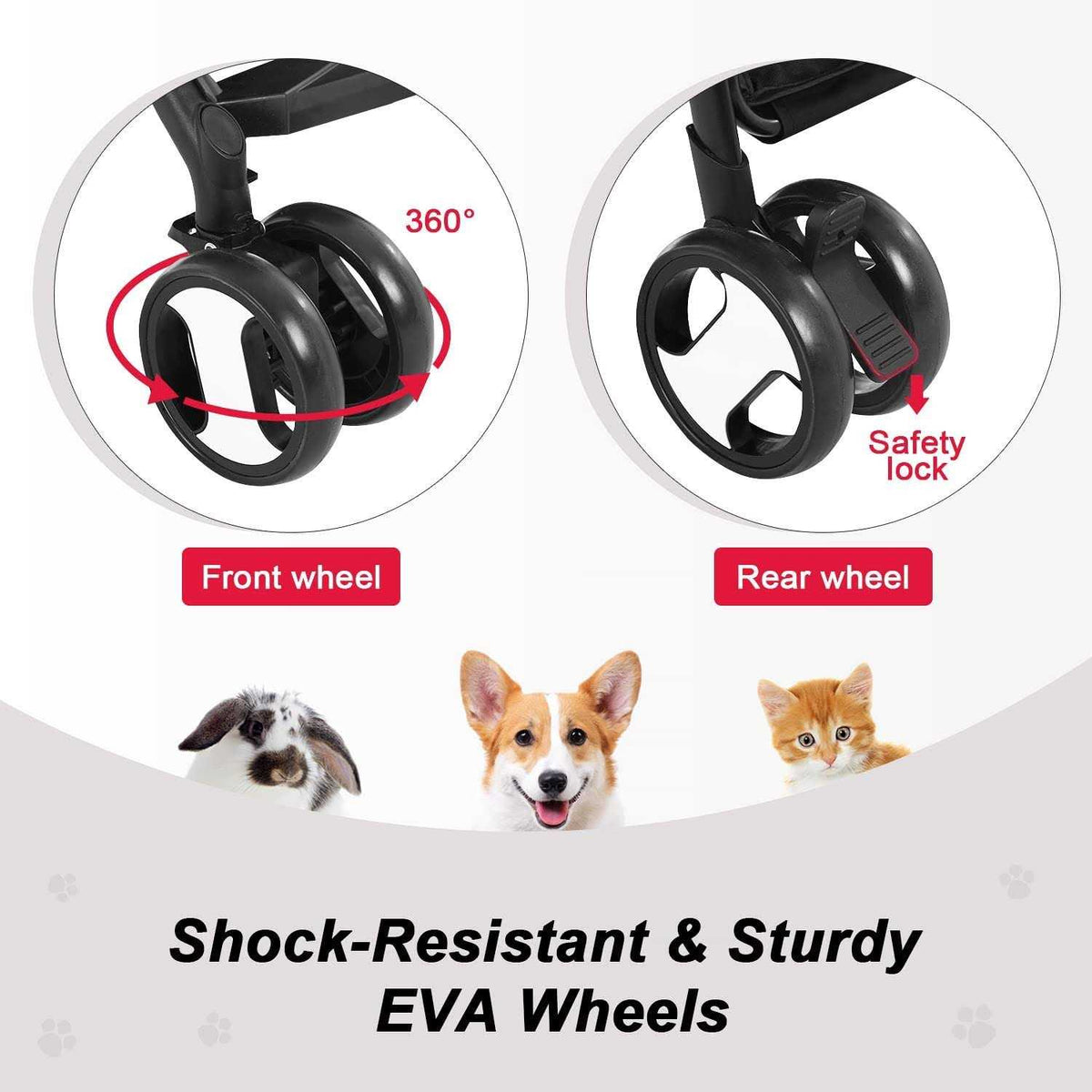 3-in-1 Pet Stroller with Detachable Carrier & Cup Holder V796430
