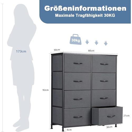 Black 6 Fabric Drawer TV Stand U315593