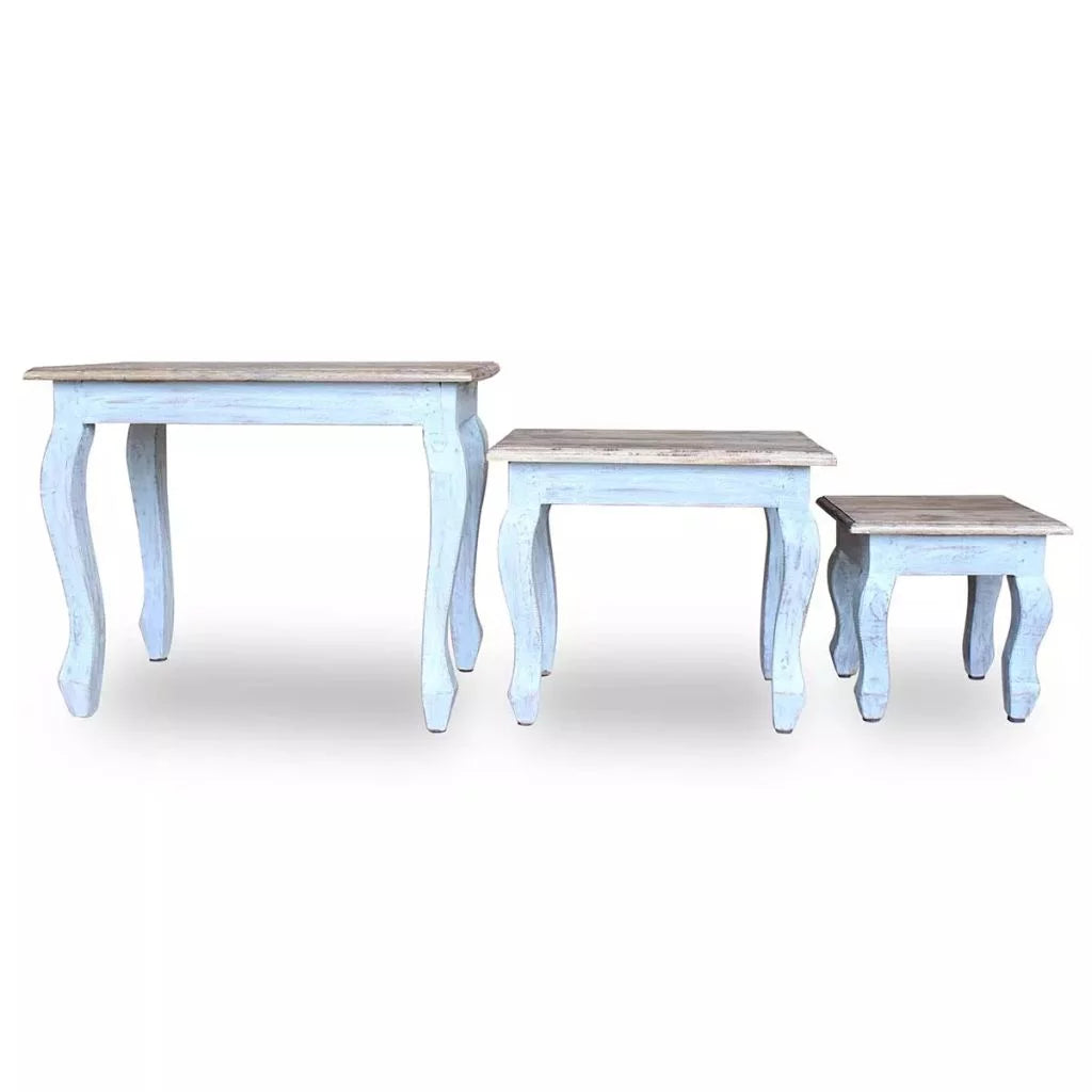 3 Piece Solid Reclaimed Wood Nesting Table Set K200893