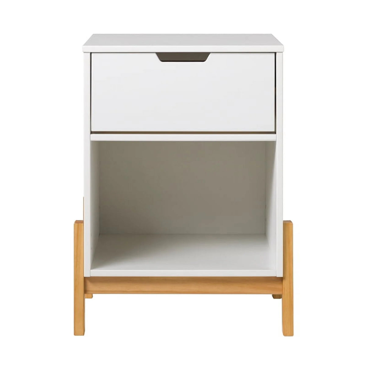 White 1 Drawer Solid Wood Nightstand U784394