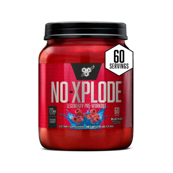 Pre-Workout Supplement with Creatine Beta-Alanine Blue Raz 60 Servings J36831