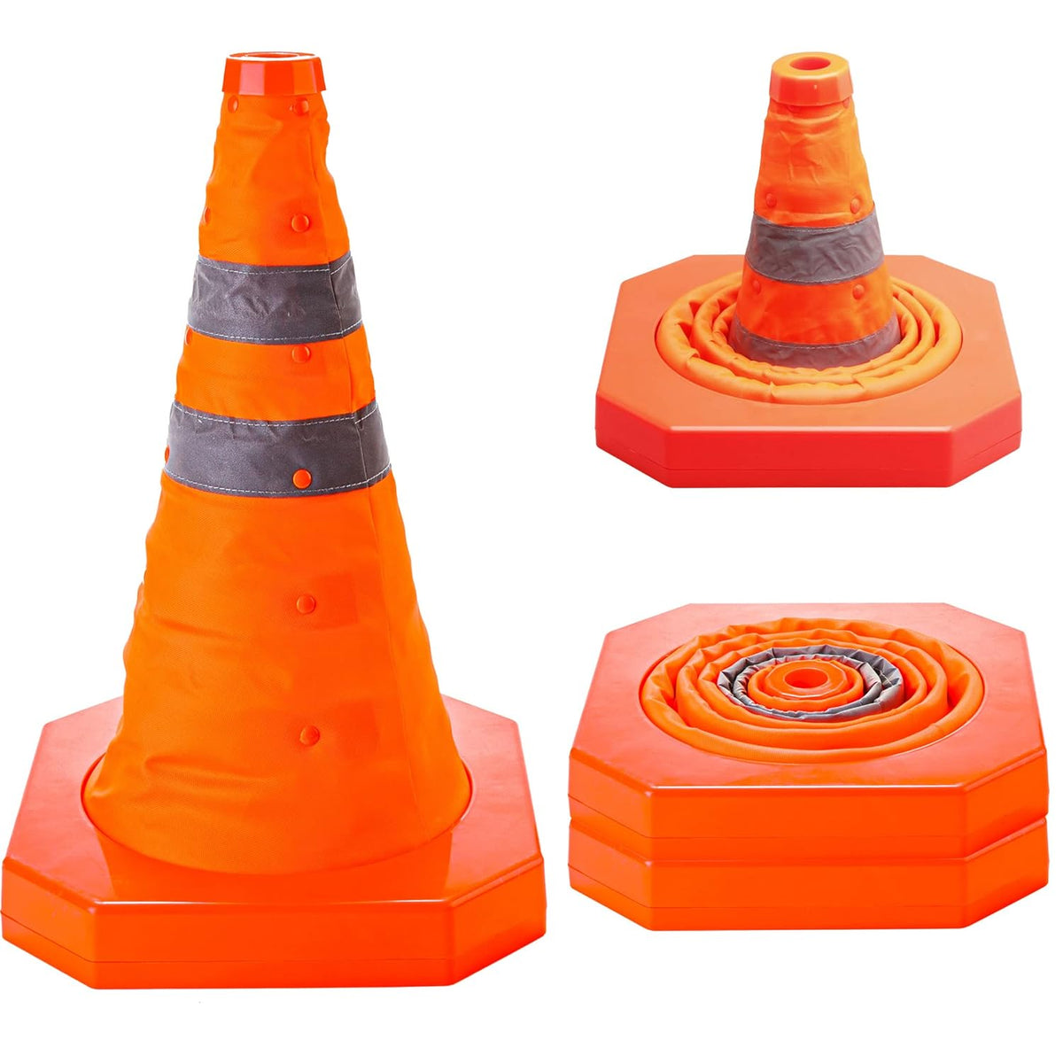 Collapsible Reflective Safety Cones, Pack of 4 N915545