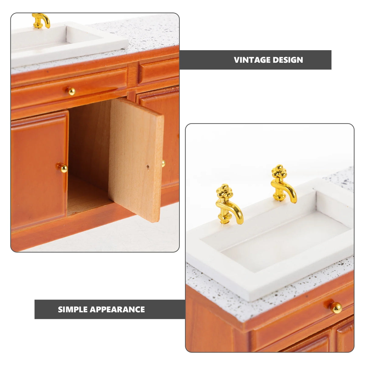 Vintage Mini Wood Dollhouse Sink Furniture Decor P5267