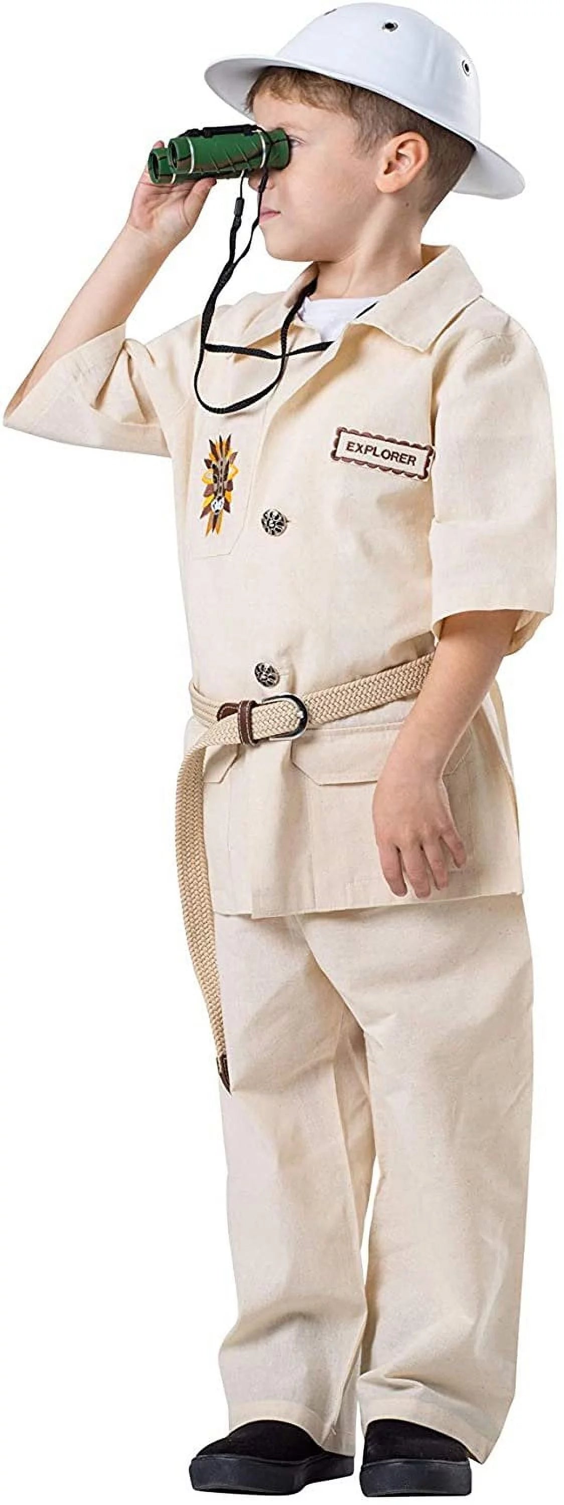 Kids Safari Explorer Shirt Pant Costume with Belt & Pith Helmet O37757