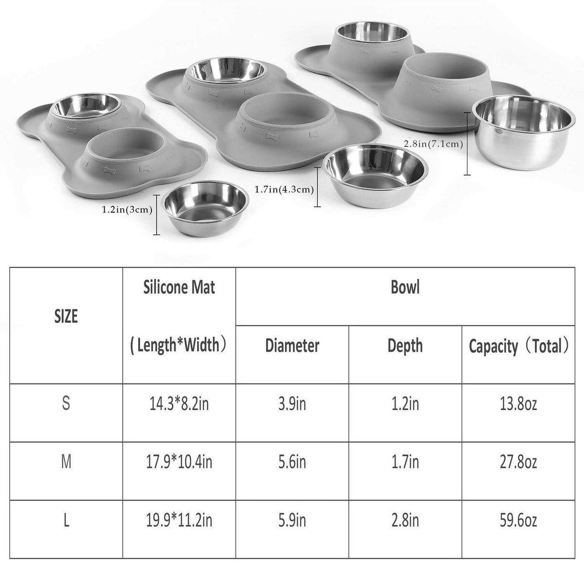 2 Stainless Steel Dog Bowl with Silicone Mat + Pet Food Scoop R659466