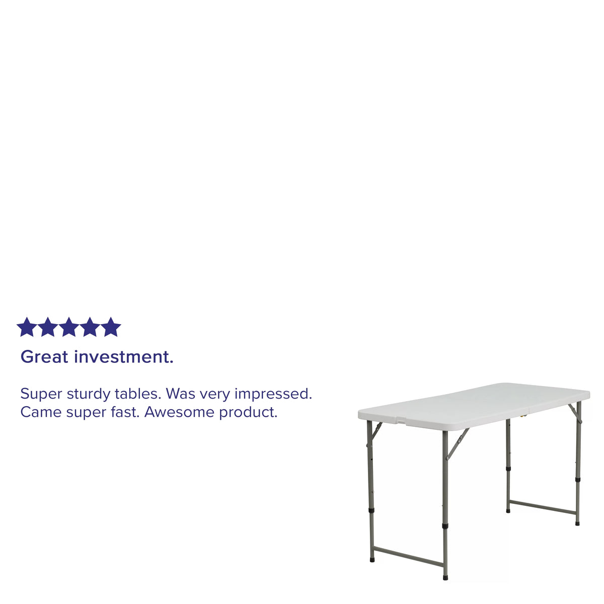 4-Foot Height Adjustable White Plastic Folding Table with Handle N508