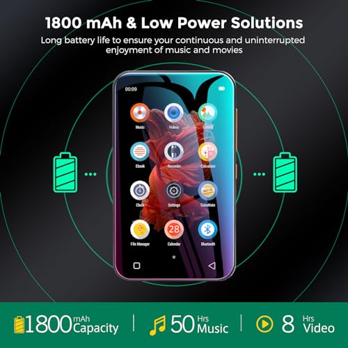 72GB MP3 Player with Bluetooth, 4.0" Full Touchscreen, Speaker, Voice Recorder, E-Book, Blue Y371