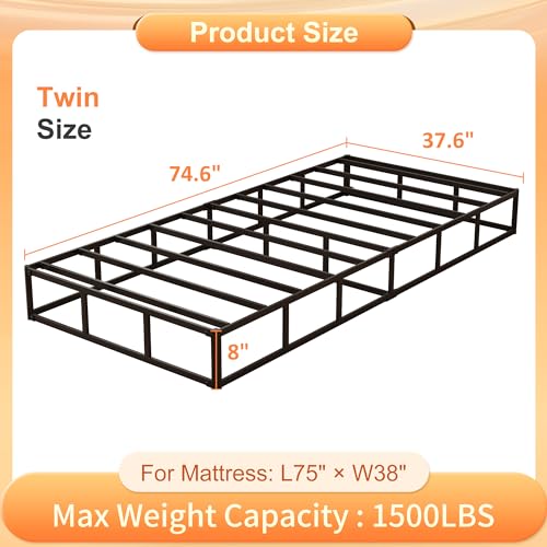 Black 9 Inch Metal Queen Box Spring with Fabric Cover Q31063