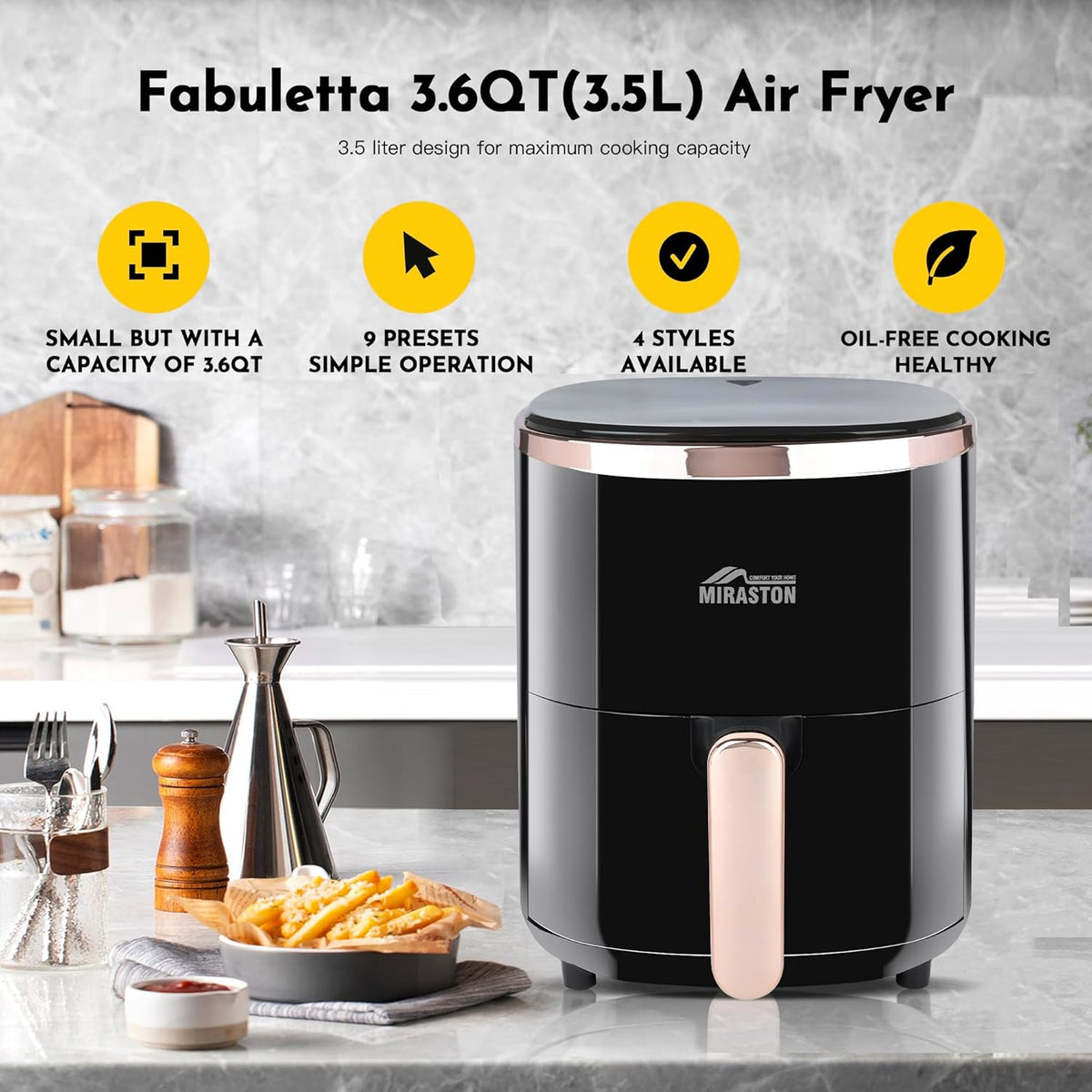 Compact 3.6 Qt 9-in-1 Digital Air Fryer with Baking Pan R7968