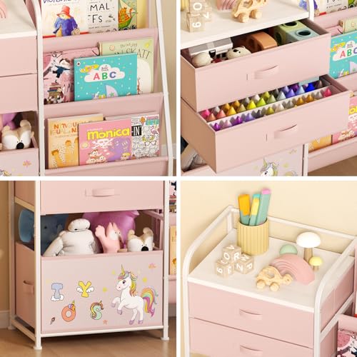 Kids Bookshelf and Toy Storage Organizer with 2 Drawers T6694