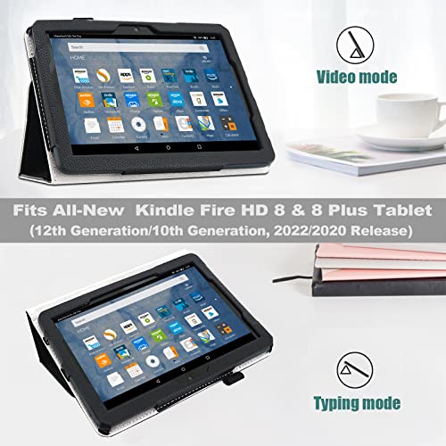 Black Folio Leather Case for Fire HD 8/8 Plus Tablet M3239
