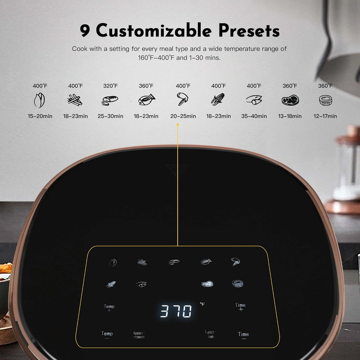 Compact 3.6 Qt 9-in-1 Digital Air Fryer with Baking Pan R7968