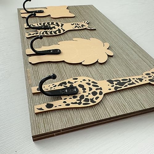 Tiger Wooden Animal Coat Rack Wall Hooks A78197
