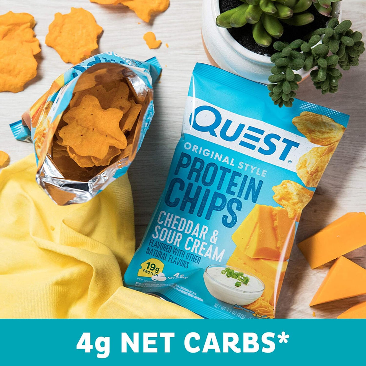 Cheddar & Sour Cream and Loaded Taco Flavors Protein Chips, 1.1 Ounce (Packs of 12) E242