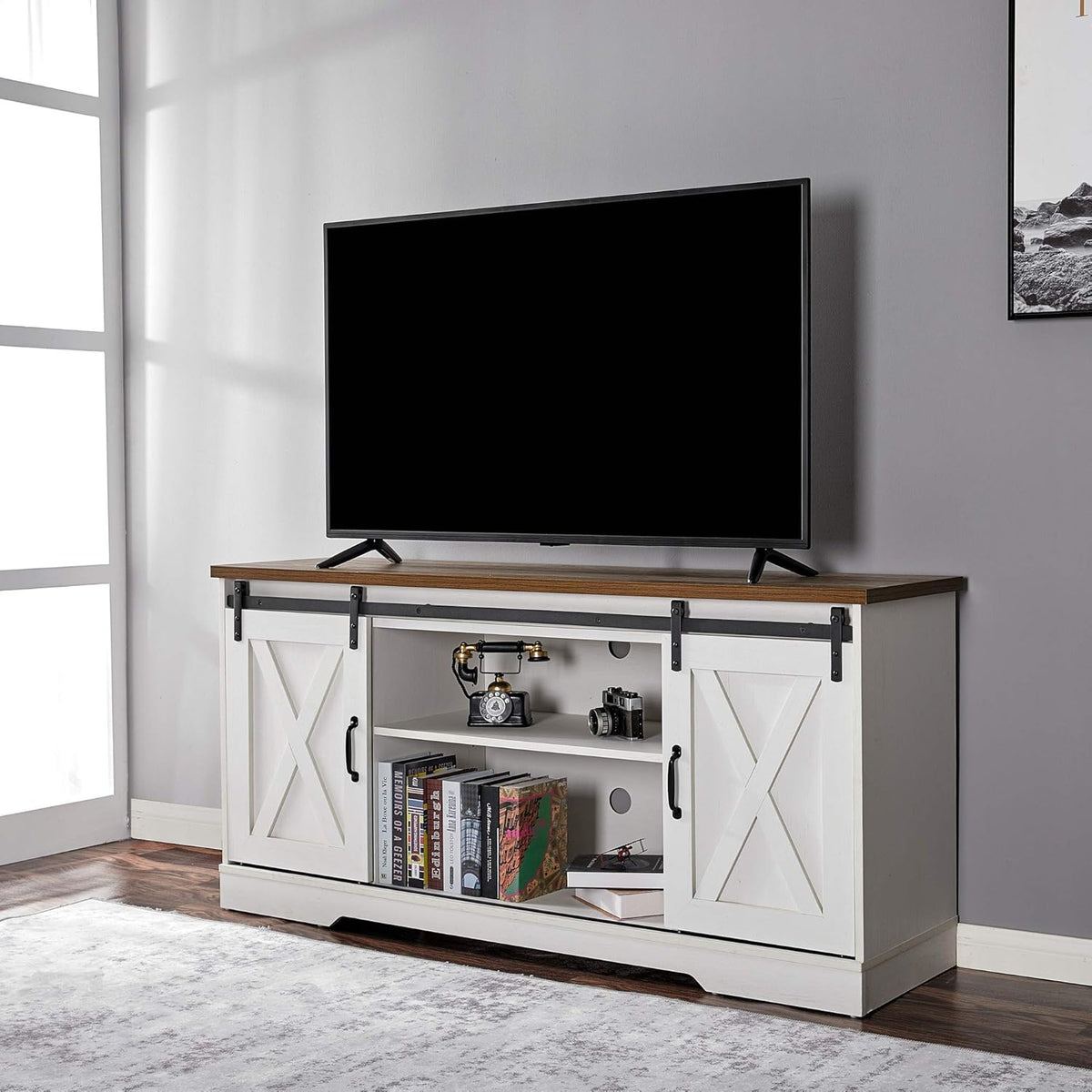 White Wood Fireplace TV Stand with 23'' Electric Fireplace Insert I237055