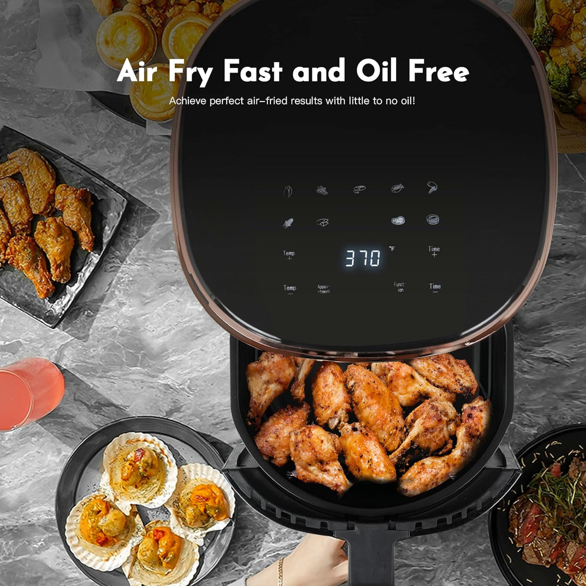 Compact 3.6 Qt 9-in-1 Digital Air Fryer with Baking Pan R7968