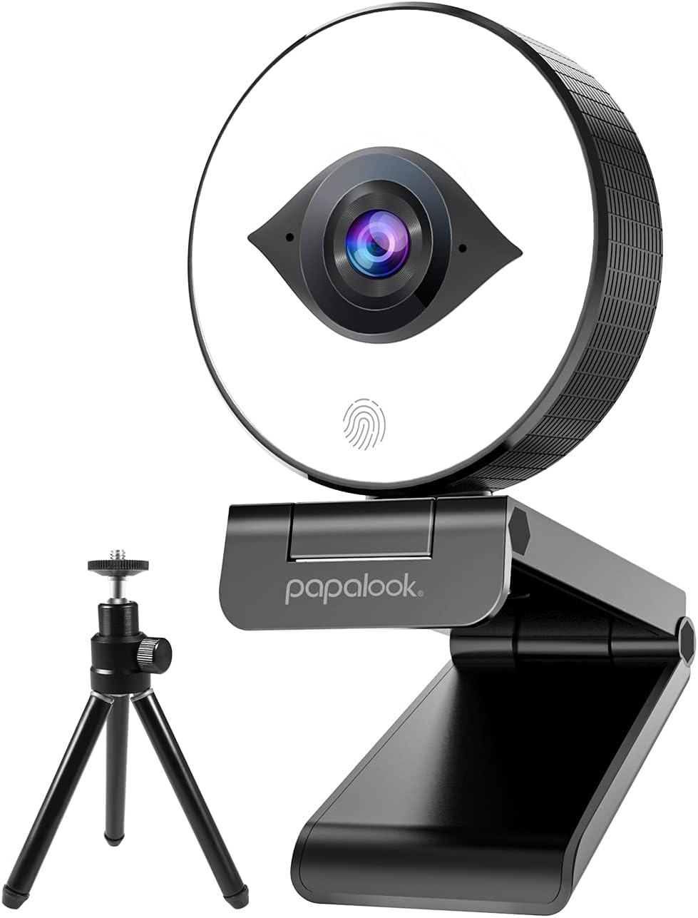 1080P Webcam with Ring Light, Auto-Focus with Tripod, Full HD Web Camera with Dual Microphones D121087