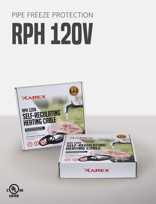 120V 18ft Self-Regulating Pipe Heat Cable with 6ft Cord H966329