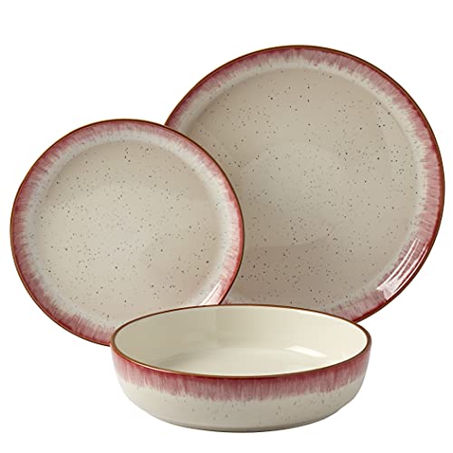 12 Piece Stoneware Dinnerware Set in Berry W382