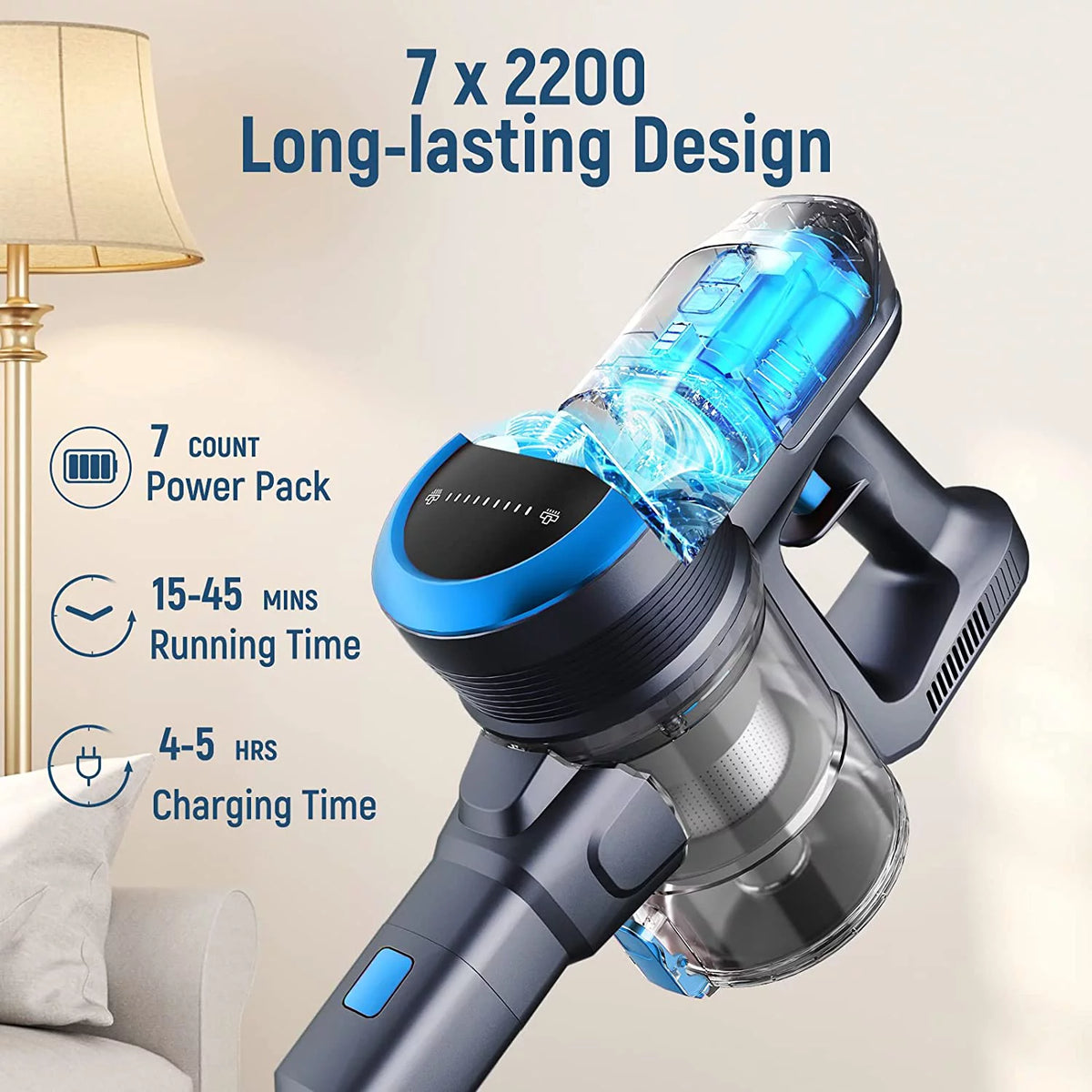 Blue Cordless Stick Vacuum H7786