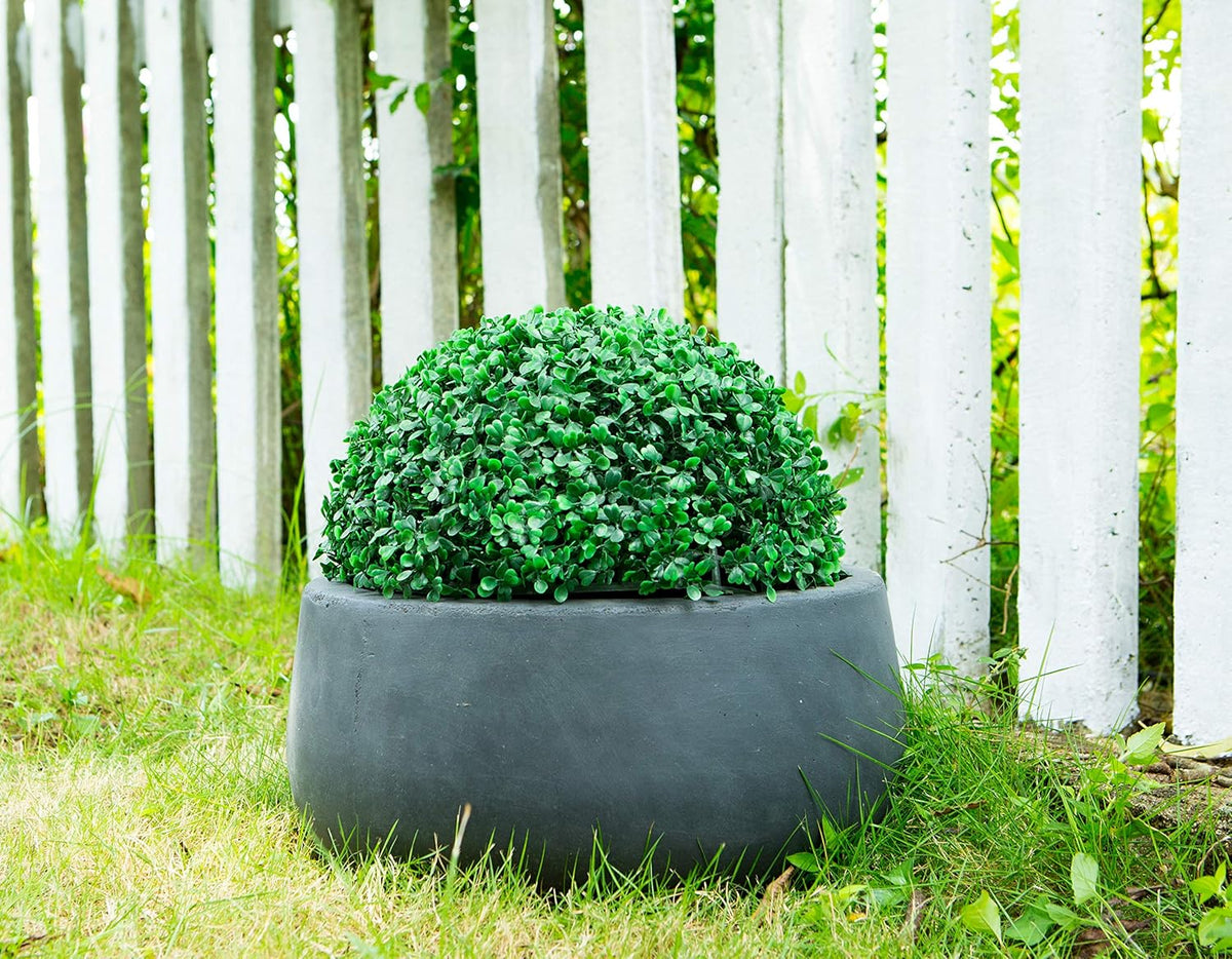 Charcoal Lightweight Concrete Fiberglass Round Bowl Planter S931949