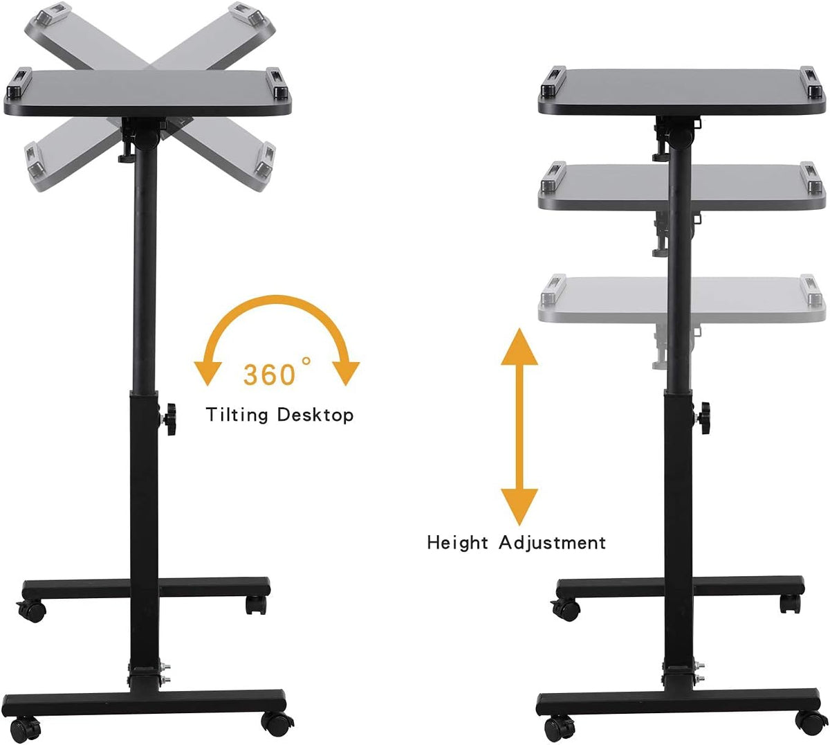 Adjustable Overbed Bedside Table with Wheels K241051