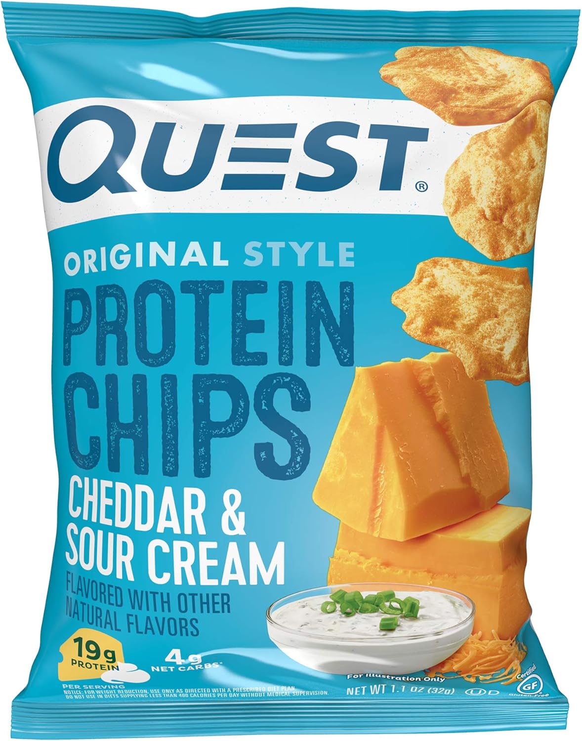 Cheddar & Sour Cream and Loaded Taco Flavors Protein Chips, 1.1 Ounce (Packs of 12) E242