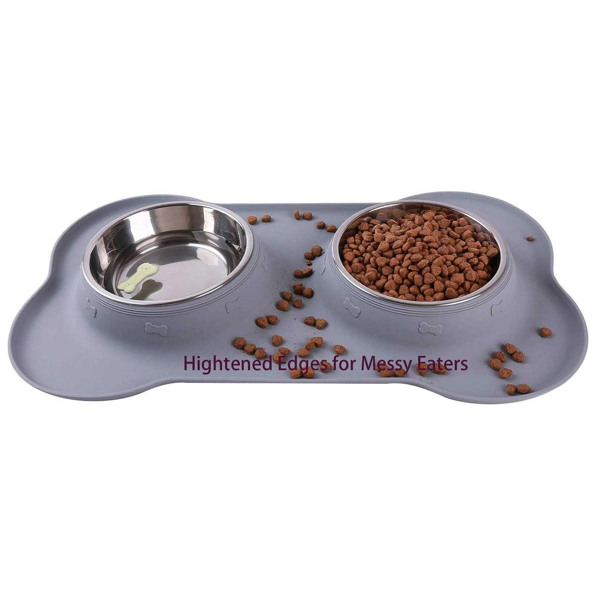 2 Stainless Steel Dog Bowl with Silicone Mat + Pet Food Scoop R659466