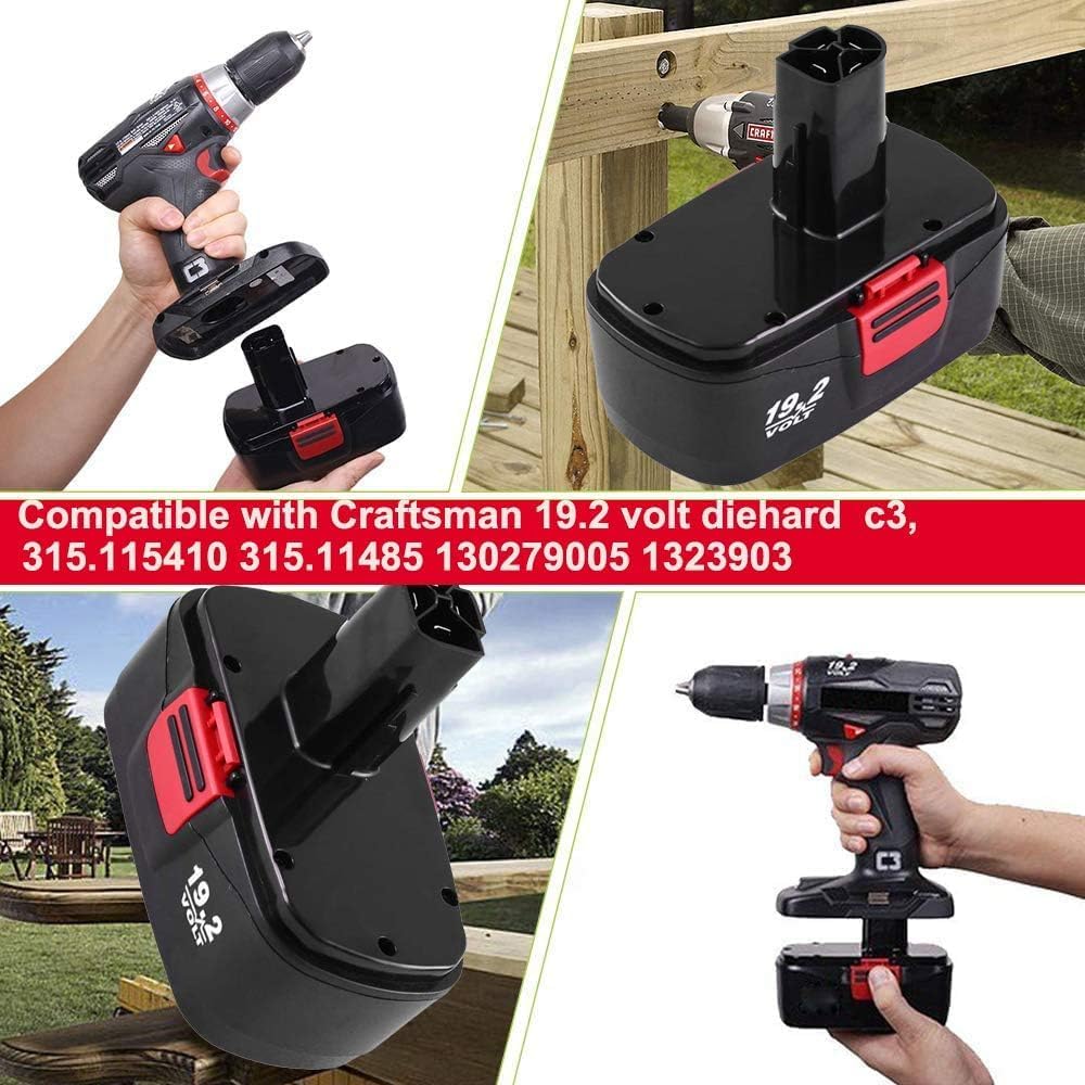 2 Pack 4500mAh Replacement Battery for 19.2V Cordless Drills U7065
