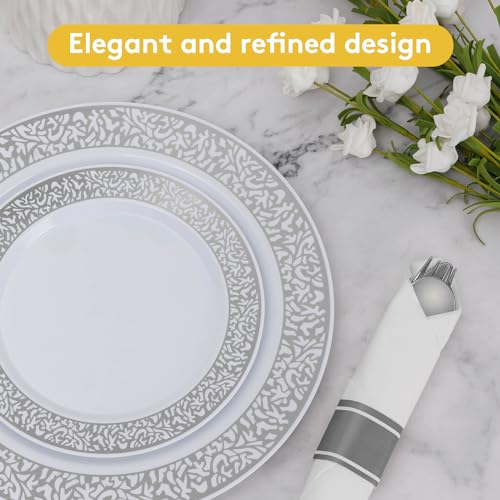 350pc Silver Plastic Dinnerware Set C825083