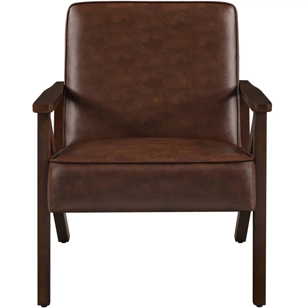 Dark Brown Faux Leather Armchair Q663
