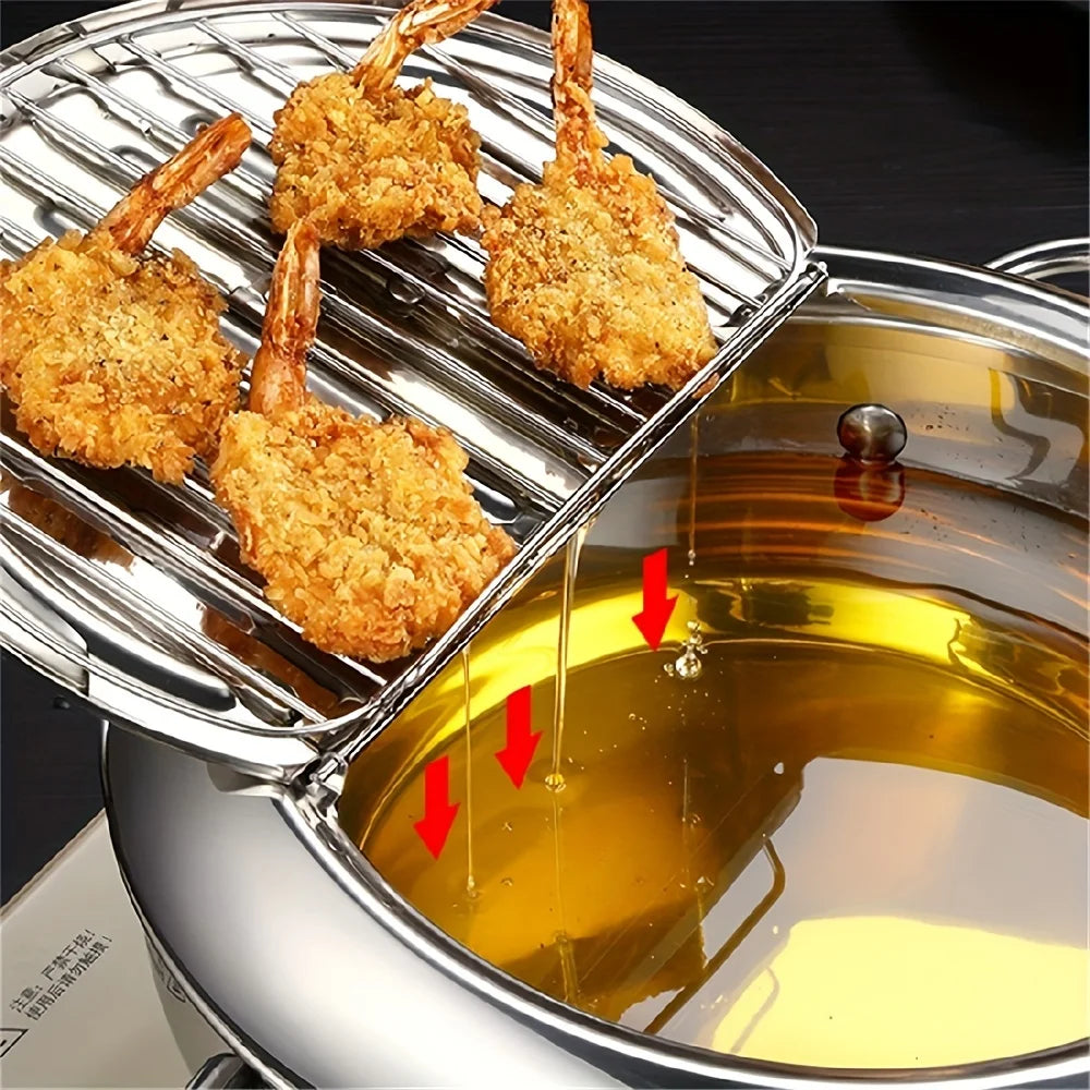 Stainless Steel Deep Fryer with Temperature Control and Lid T9111