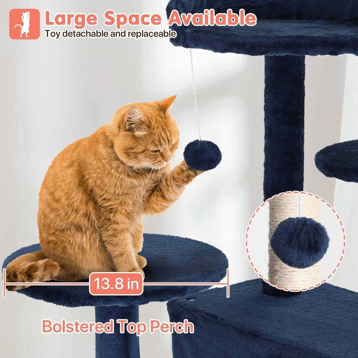 54-in Double Condo Cat Tree Tower Playhouse with Scratching Post & Perch W203