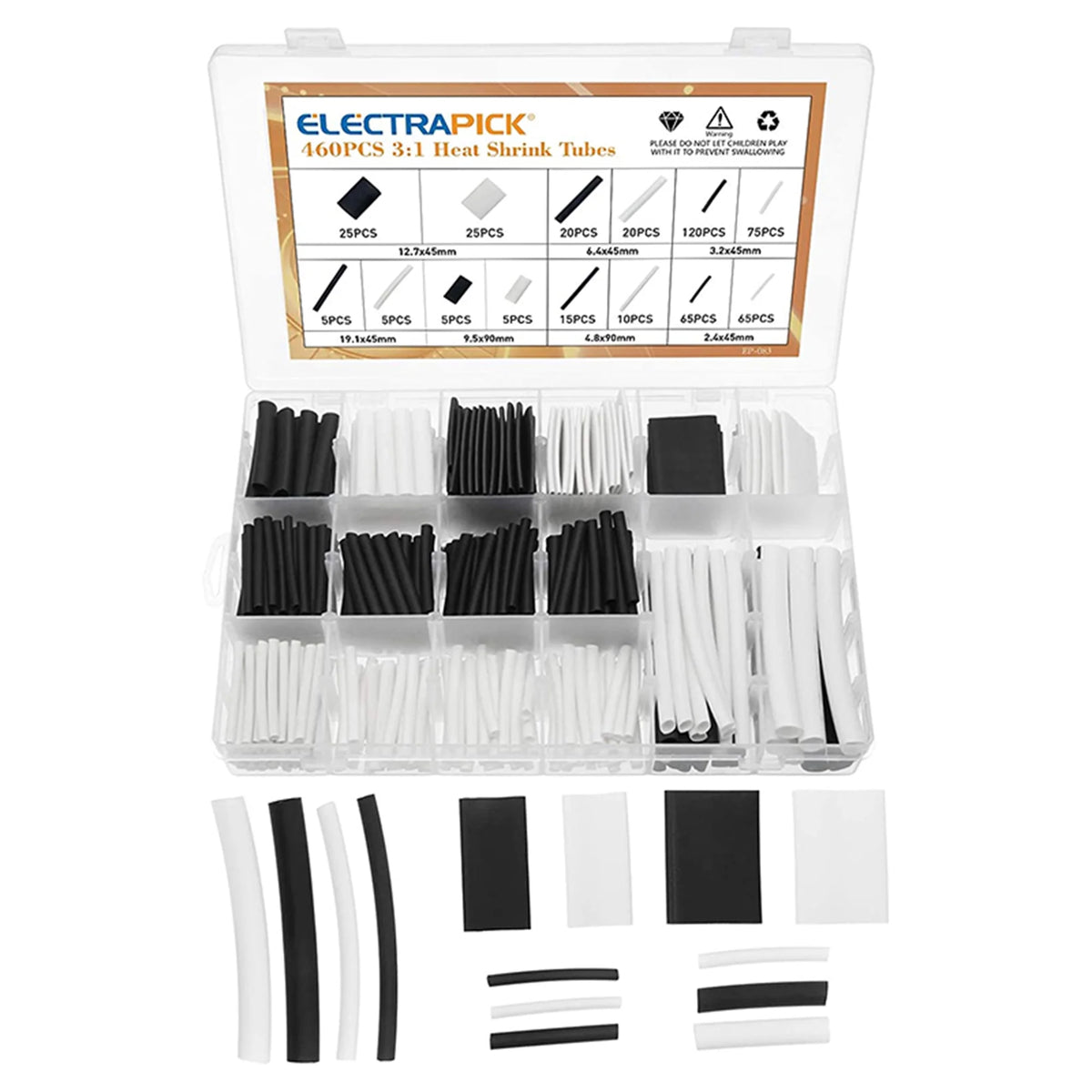 460 Pcs Heat Shrink Tubing Kit with Glue Waterproof Dual Wall 7 Sizes 2 Color V60399