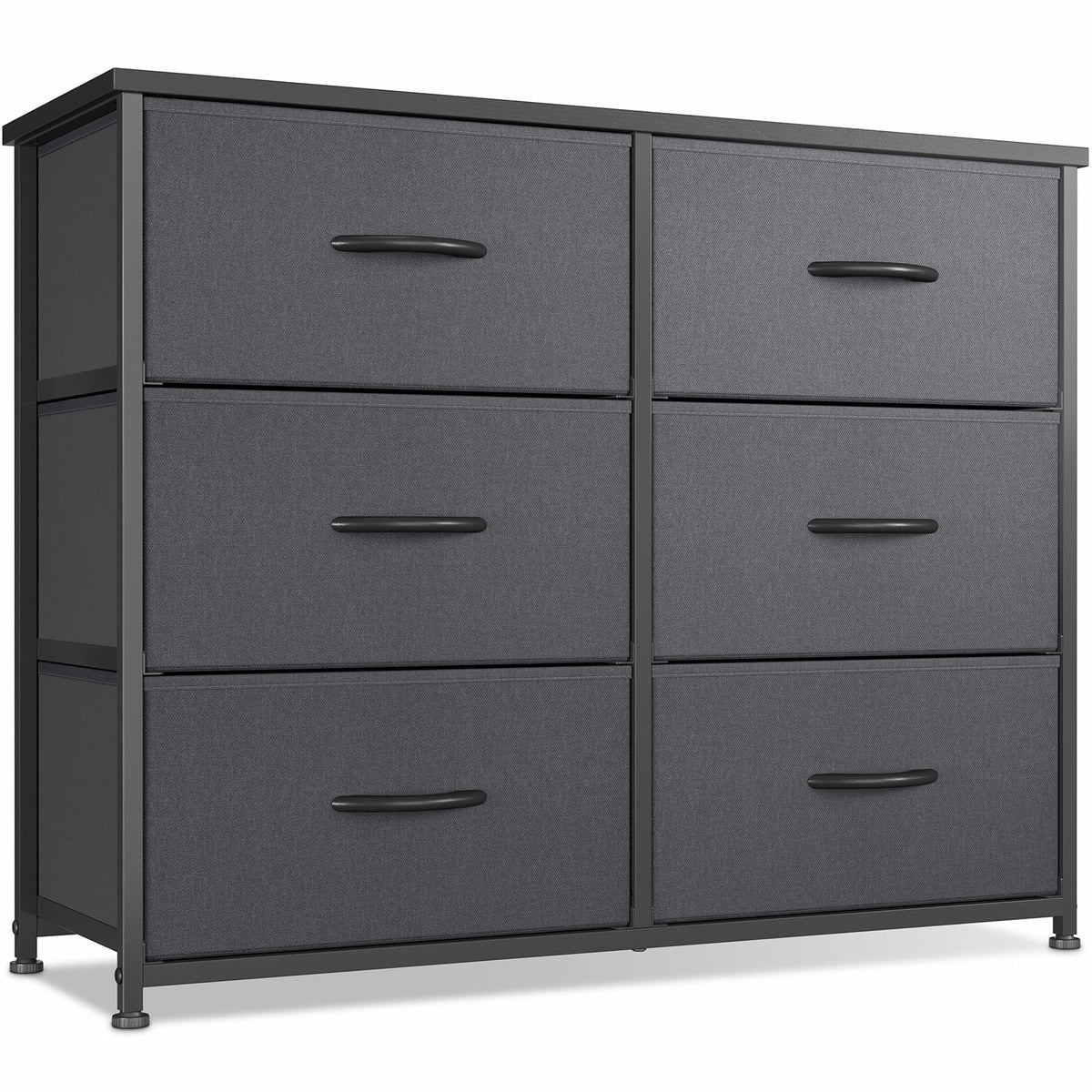 Black Grey 6 Drawer Dresser J2120