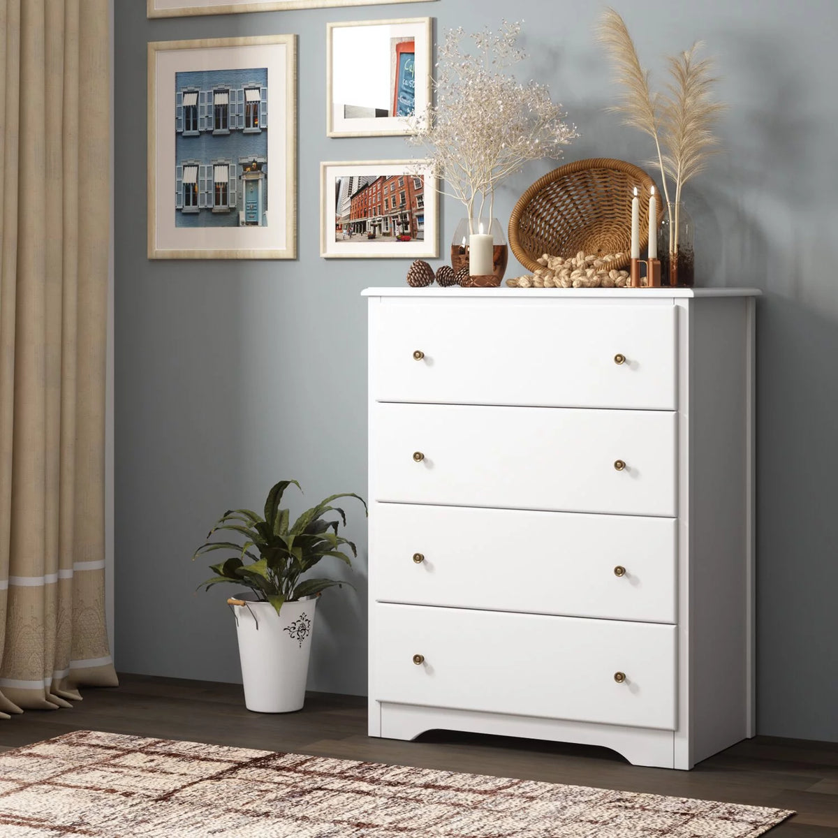 White 4 Drawer Dresser Chest N10291