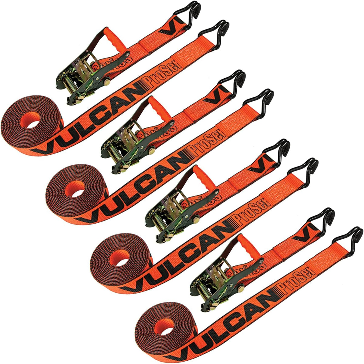 2 Inch x 15 Foot Ratchet Strap with Wire Hooks, 4 Pack X229