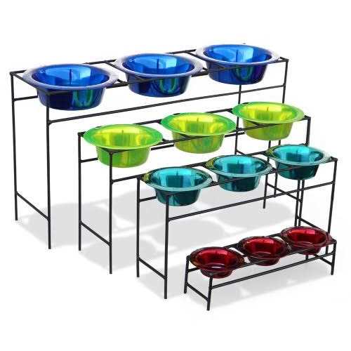 Triple Diner Feeder with Stainless Steel Dog Bowls D90977