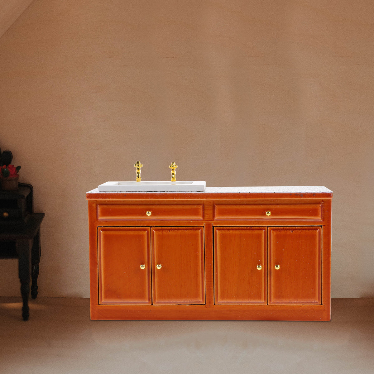 Vintage Mini Wood Dollhouse Sink Furniture Decor P5267