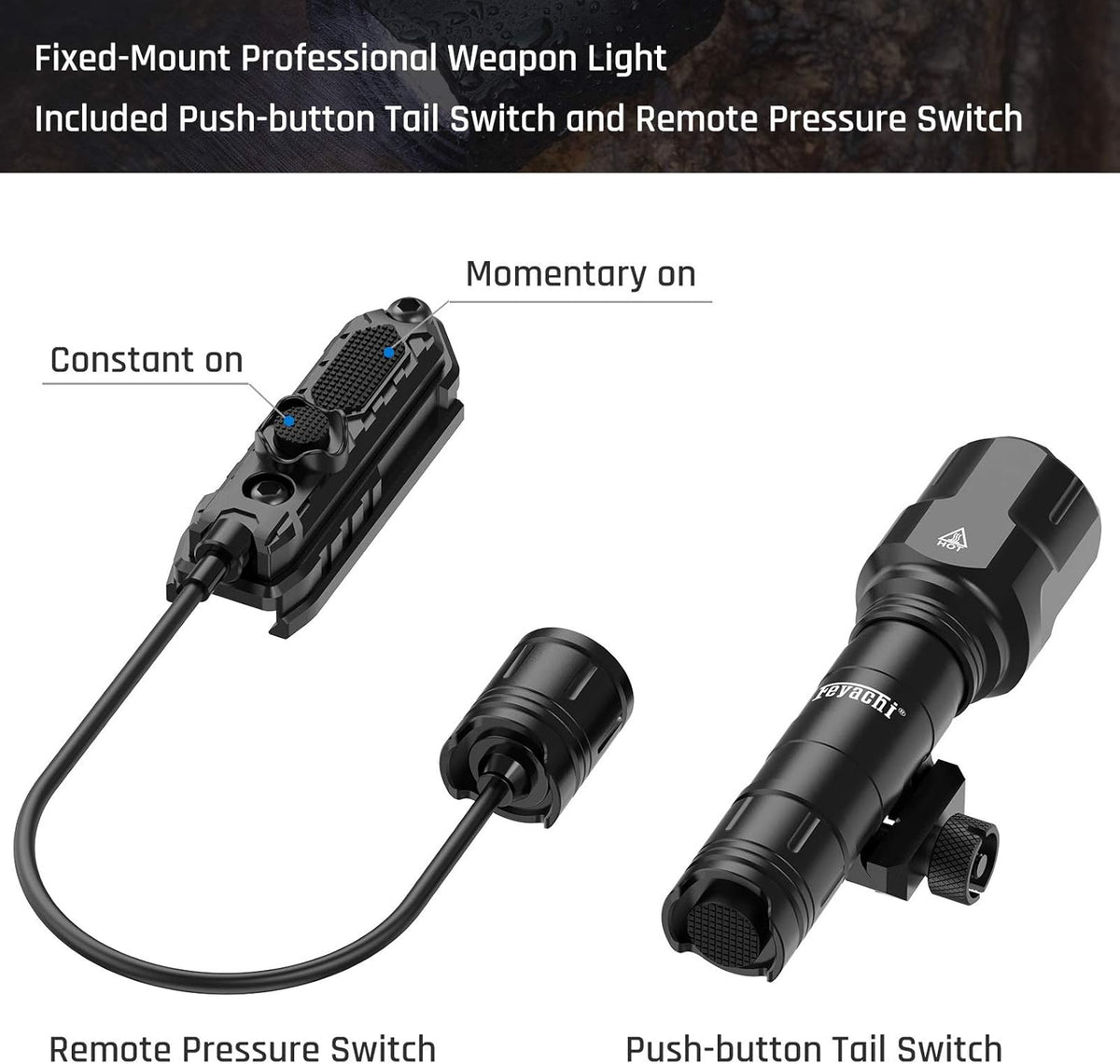 Tactical Flashlight 1200 Lumen LED Weapon Light with Pressure Switch S26582