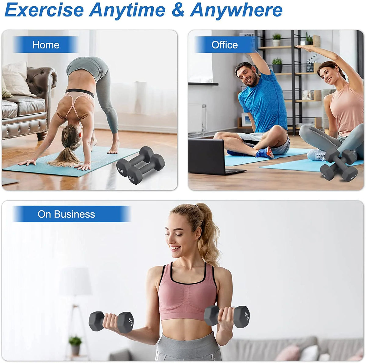 8lb Hex Neoprene Dumbbells Set of 2 J2109