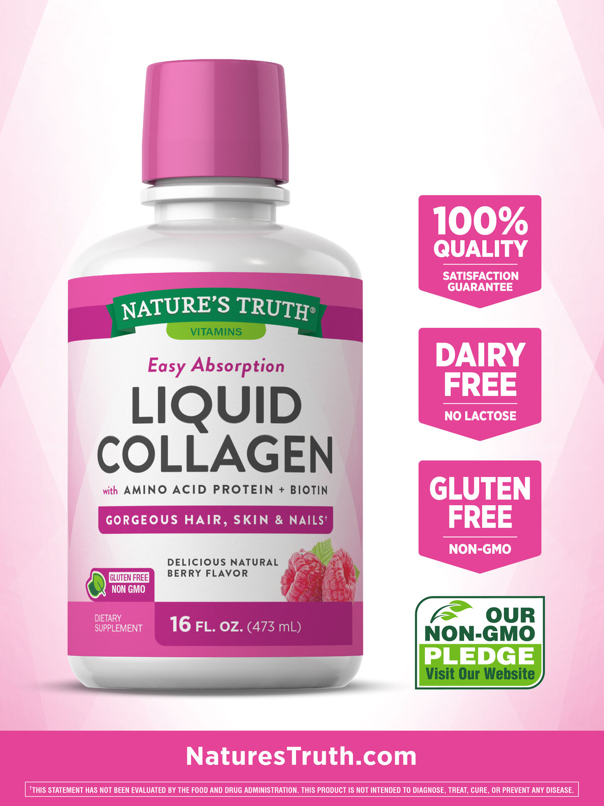 Liquid Collagen Supplement, 16 oz, Natural Berry Flavor O610