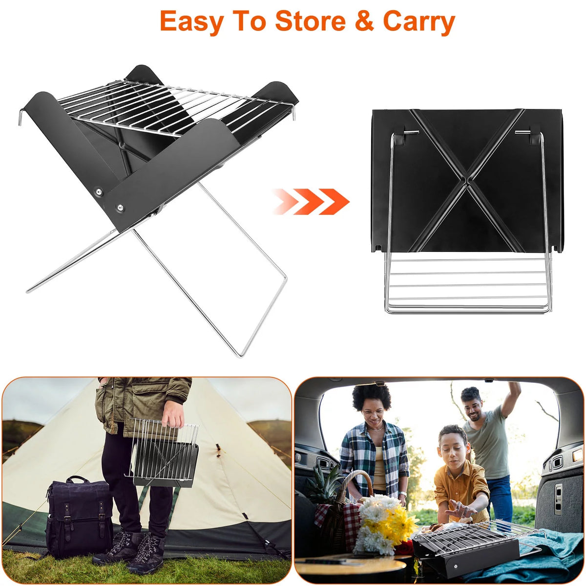 Foldable Mini Stainless Steel BBQ Grill E525
