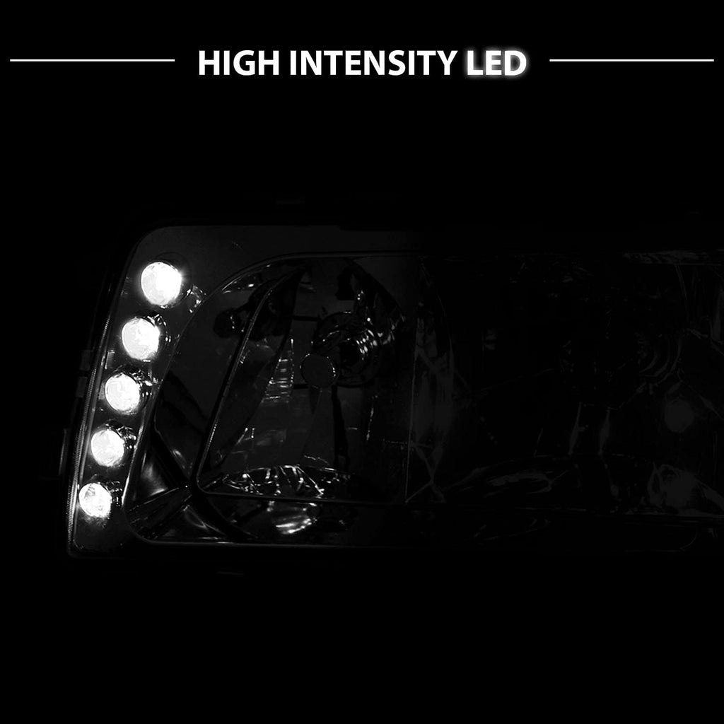 Clear Crystal Chrome Headlights LED Pair Replacement Assembly Z797