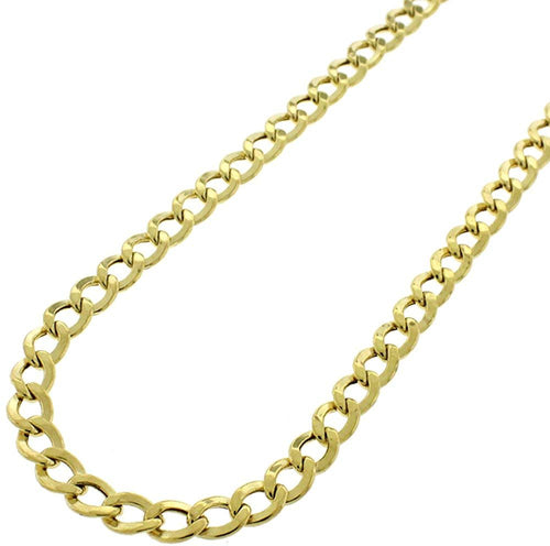 14K Yellow Gold 5mm Hollow Cuban Chain Necklace V5188